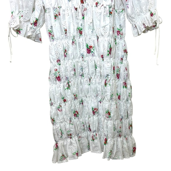 For Love & Lemons - Women’s ‘Tarte’ Eyelet Smocked Mini Dress - White, Small - Picture 10 of 16